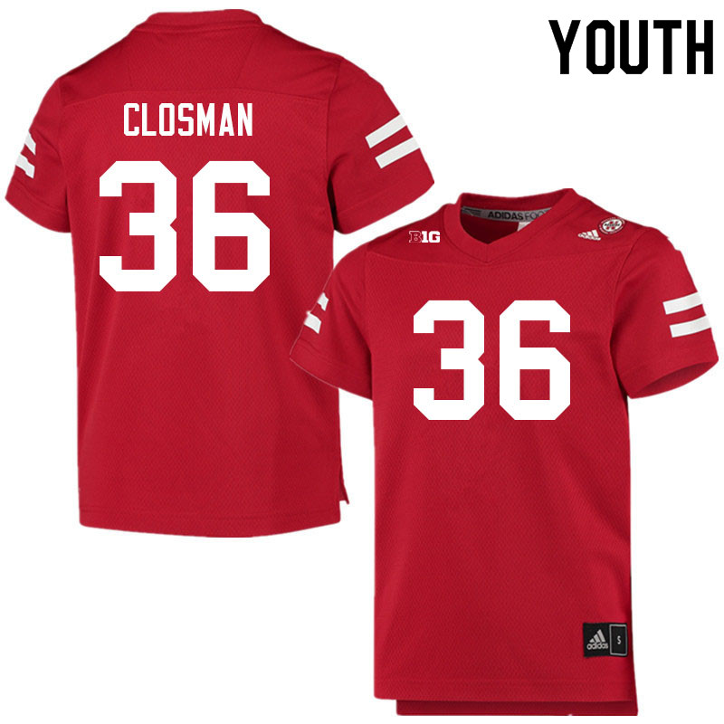 Youth #36 Blake Closman Nebraska Cornhuskers College Football Jerseys Sale-Scarlet